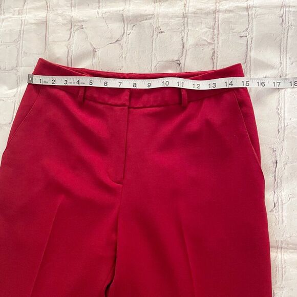 Womens Bright Red Wool Blend Straight Mid Rise Classic Pants 6 Workwear Corpcore - Picture 5 of 10